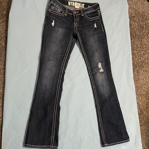 Hydraulic Boot-Cut Low-Rise Ripped Jeans